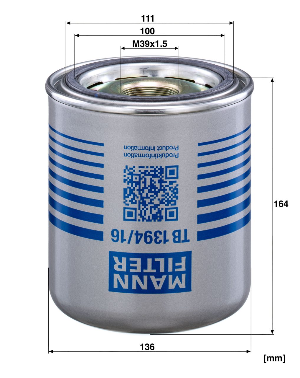 MANN-FILTER TB1394/16 Air Dryer Cartridge